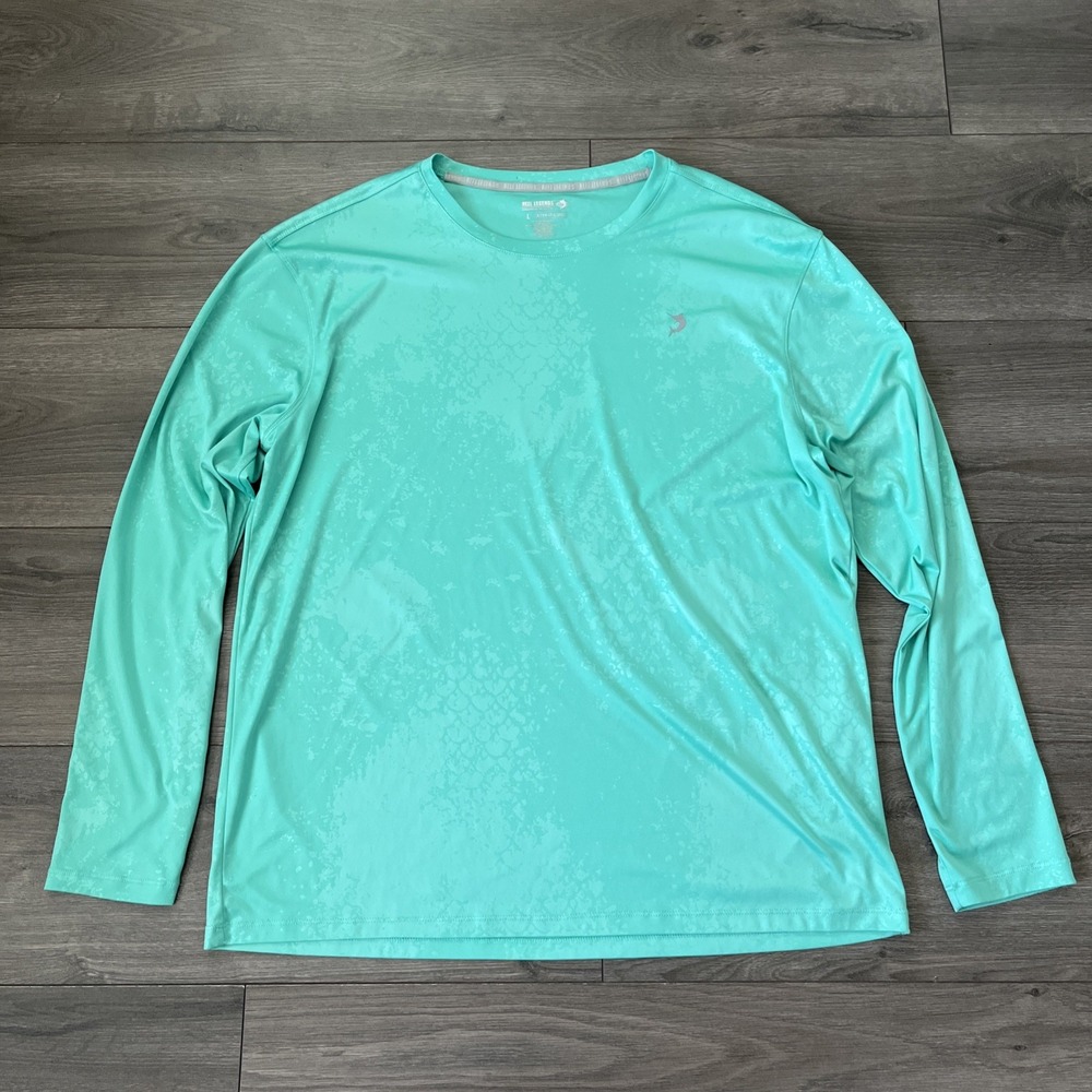 Reel Legends Performance Fishing Shirt Womens L Green Ocean Camo